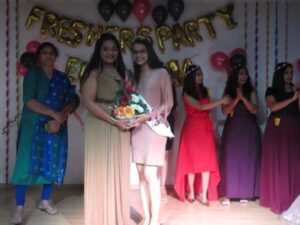 Miss Fresher Miss. Mahima Mundade with Miss. Priti Kshirsagar Judge in Euphoria Fresher's Party 2022