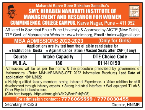 MBA Admissions are Open for the Admissions against CAP / Institute Level Seat 2022