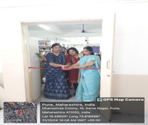 Dr. Deepa Sathe, CA. Prof. Sanu Purandare, Director Dr. Surya Ramdas, Librarian Mrs. Manjushree Nawale at the Inauguration of Posters&Models- 21st October 2024, Day 2 Kaleidoscope 2024