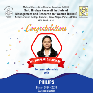 Celebrating success! 🎉 Congratulations to Ms. Swapnali Dhayarekar for getting selected for an internship at PHILIPS. Keep rising!
