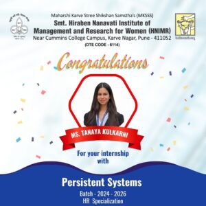 Heartfelt congratulations to Ms. Tanaya Kulkarni on securing an internship at Persistent Systems! 🎉 Your hard work and dedication have truly paid off. Wishing you an enriching and successful journey ahead!